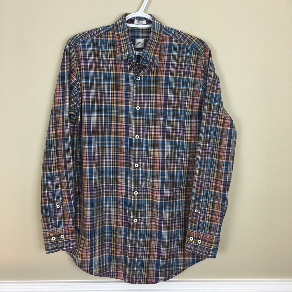 Peter Millar Button Front Cotton Checks Shirt S - image 1